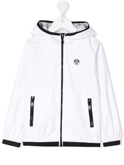 North Sails Kids' Logo Reversible Recycled Poly Jacket In White