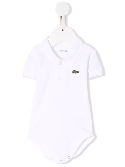 Lacoste Babies' Logo棉质连体衣 In Bianco