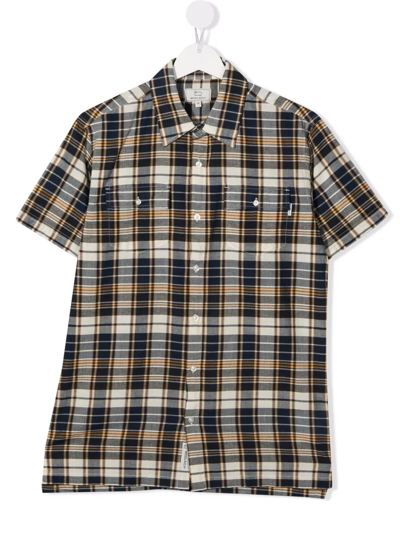 Woolrich Teen Check-print Organic-cotton Shirt In Blue