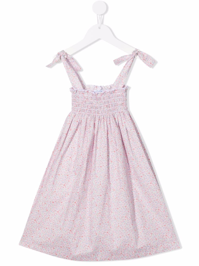 Siola Kids' Floral-print Shirred Dress In Rosa