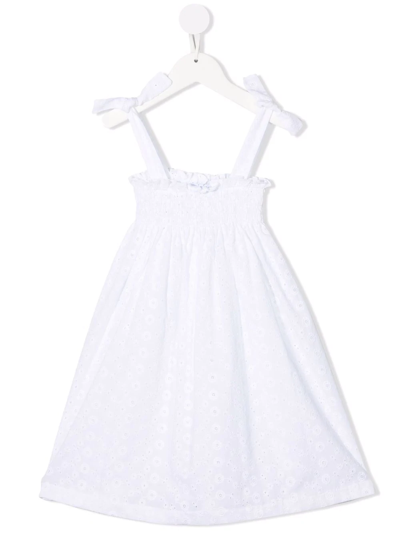 Siola Kids' Sleeveless Flared Dress In Bianco