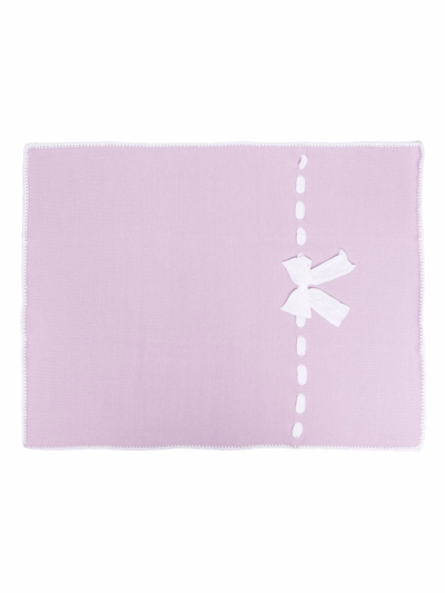 Siola Cotton Bow-detail Blanket In Purple