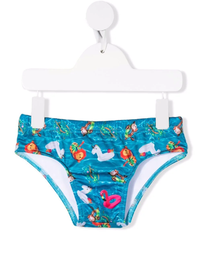 Siola Kids' Water-print Swimming Trunks In Blue