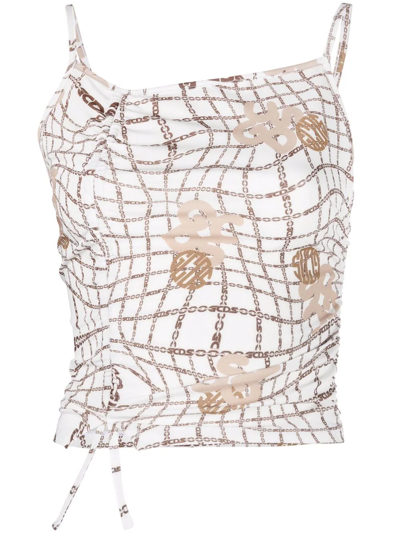 Gcds White Top With Blurred Chain Motif Print In Multi