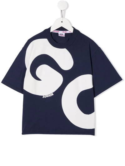 Gcds Kids' Logo-print Short-sleeved T-shirt In Blue