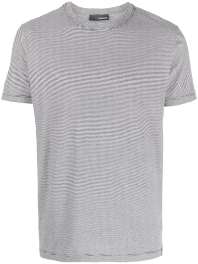 Lardini Striped Cotton T-shirt In Black
