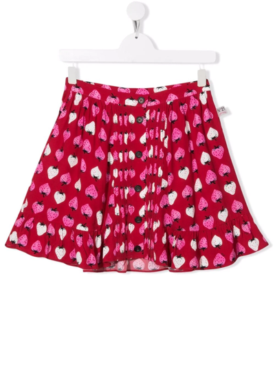 N°21 Teen Strawberry-print A-line Skirt In Red