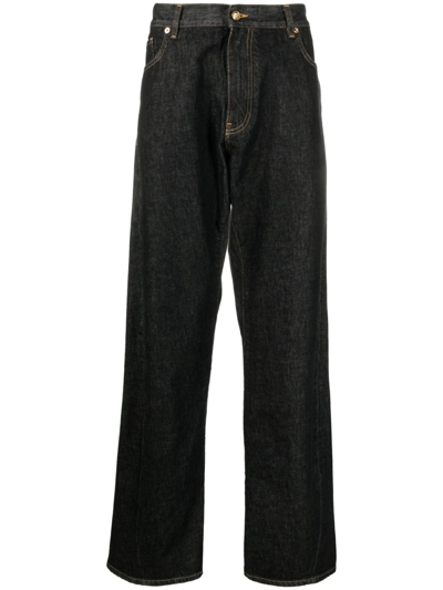 Versace High-rise Wide-leg Jeans In Nero