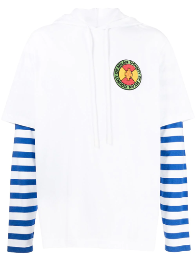 Marcelo Burlon County Of Milan Layered Logo-print Hoodie In White