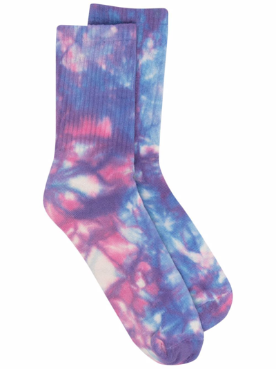Isabel Marant Tie-dye Logo Socks In Blue