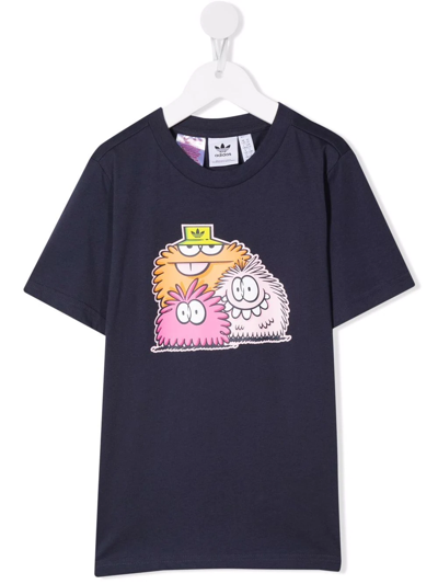 Adidas Originals Kids' Graphic-print T-shirt In Blu