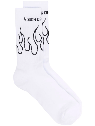 Vision Of Super Flame-print Ankle Socks In White