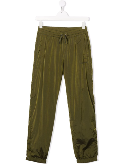 Givenchy Kids' Crinkled Straight-leg Trousers In Kaki