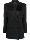 Dolce & Gabbana Padded Shoulders Double-breasted Tuxedo Jacket In Black