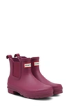 Hunter Original Waterproof Chelsea Rain Boot In Burgundy / Red Chill