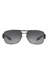 Prada 65mm Gradient Polarized Oversize Aviator Sunglasses In Black