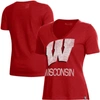 UNDER ARMOUR UNDER ARMOUR RED WISCONSIN BADGERS LOGO PERFORMANCE V-NECK T-SHIRT