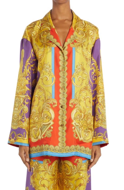 Versace Barocco Goddess Silk Overshirt, Female, Print, 42 In Multicolor