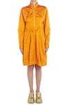 Bottega Veneta Zip Detail Long Sleeve Fluid Satin Dress In Tangerine