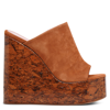 HAUS OF HONEY MARBLE DIANA BROWN SUEDE WEDGE MULES