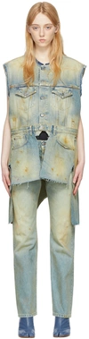 Maison Margiela Asymmetrical Distressed Denim Vest In 975 Dirty Wash