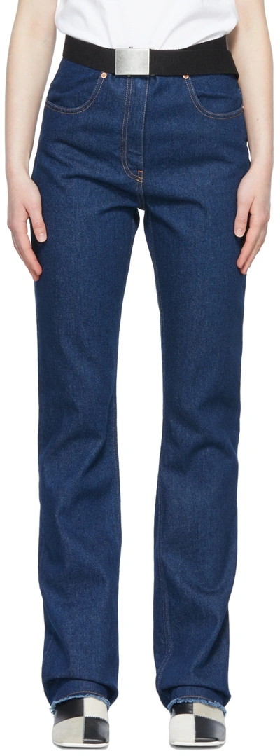 Mm6 Maison Margiela Blue Belt Jeans In 970 Raw Denim