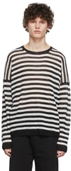 Isabel Benenato Black & White Striped Sweater In Black/white 232