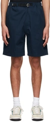 Kenzo Elasticized Regular Fit Belt Shorts In 77 - Midnight Blue