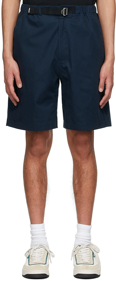 Kenzo Elasticized Regular Fit Belt Shorts In Blue