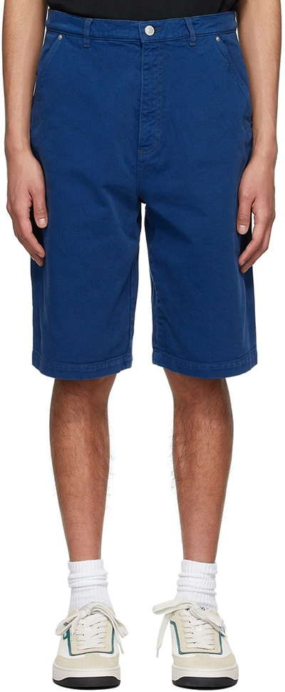 Kenzo Logo-patch Denim Bermuda Shorts In Blau
