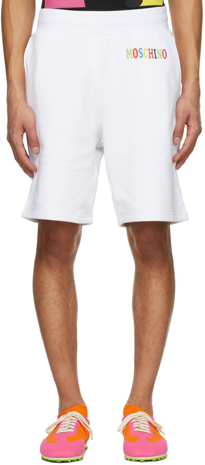 Moschino Logo-print Organic Cotton Shorts In White
