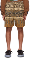 Story Mfg. Beige Sufiyan Khatri Edition Organic Cotton Shorts In Checker Bootleg Bloc