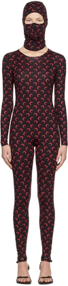 Marine Serre Black All Over Moon Jumpsuit In Black,red