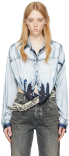 Diesel Woman Shirt With Trompe-loeil Effect In 01 Blue Den