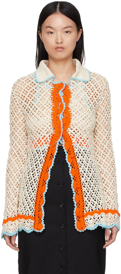 Sportmax Semele Spread-collar Crochet-cotton Shirt In Beige