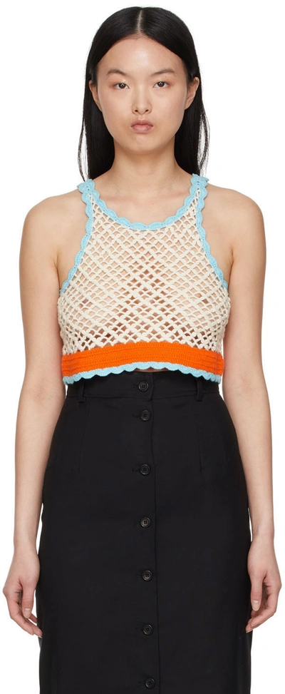 Sportmax Stresa Scoop-neck Crochet-cotton Top In Neutrals