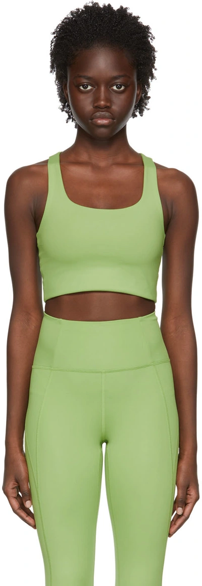 Girlfriend Collective Tommy Square-neck Recycled Polyester-blend Sports Bra In Mantis