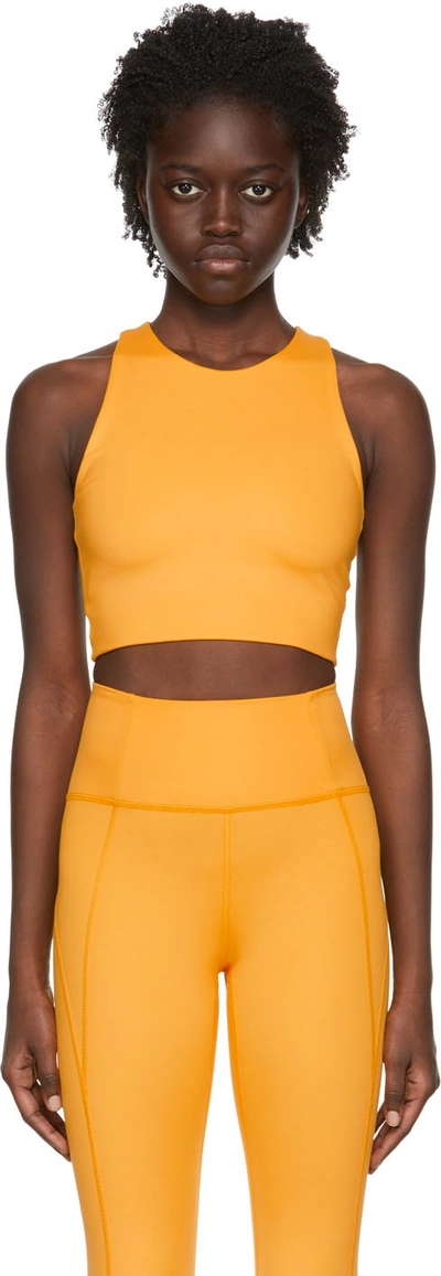 Girlfriend Collective Dylan Longline Racerback Sports Bra In Golden Glow