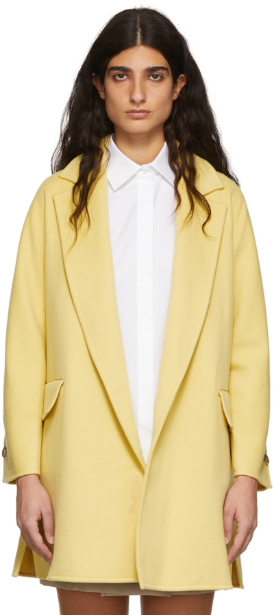 Max Mara Beira Open Front Wool-cashmere Oversized Coat In Yellow