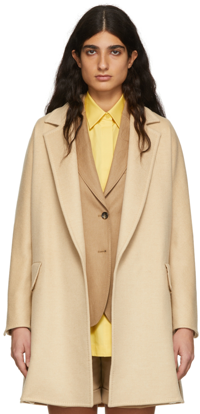 Max Mara Ferrara Camel Peacoat In Beige