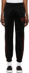 Noon Goons Vice Striped-side Velour Jogging Bottoms In Black