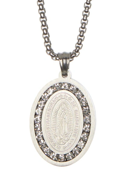 Ed Jacobs Nyc Our Lady Of Guadalupe Oval Pendant Necklace In Silver