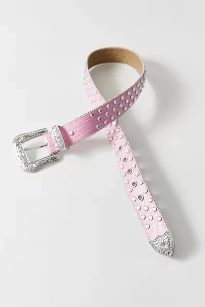 Urban Outfitters Allover Rhinestone Western Belt In Pink