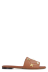 Valentino Garavani - Roman Stud Leather Slides In Saddle Brown
