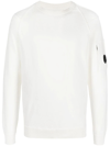 C.p. Company Sea Island Gauze White Cotton Sweater In White