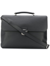 ORCIANI MICRON DEEP BLACK LEATHER LARGE BRIEFCASE