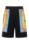Versace Barocco Goddess Night Print Shorts Men In Black