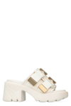 Bottega Veneta Flash Technical Fabric Sandal With Heel In Ivory