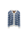 Marni Men's Striped Mohair Cardigan Sweater In Blue