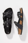 Birkenstock Women's France Hex Slide Sandals In Black Leather